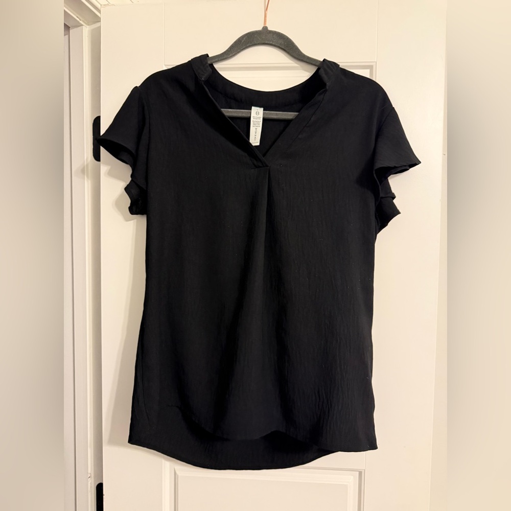Black V-Neck Women's Top